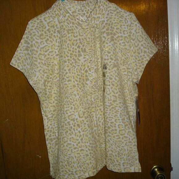 NWT WOMEN'S GLORIA VANDERBILT PULLOVER COTTON BLOUSE/TOP-SIZE L-YELLOW/BROWN - Picture 3 of 16